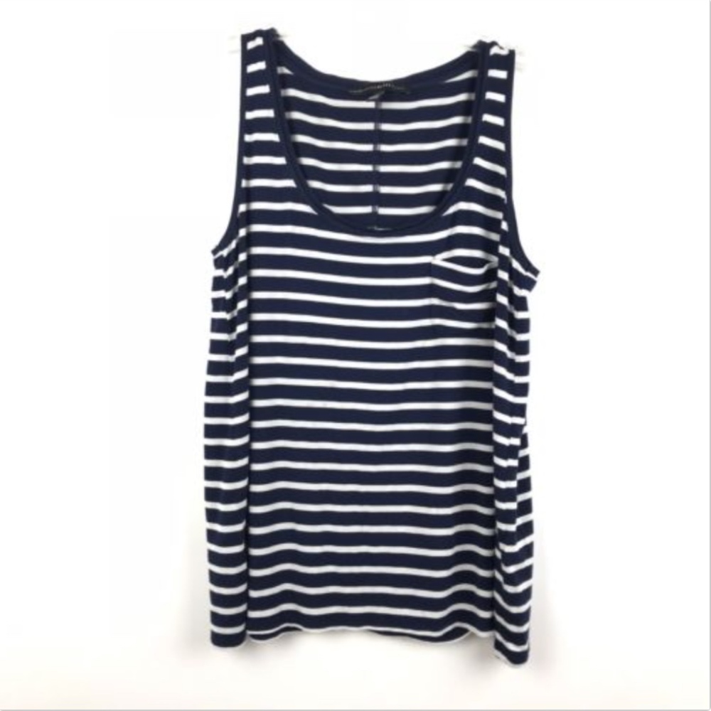 White House Black Market Blue Striped Tank Top